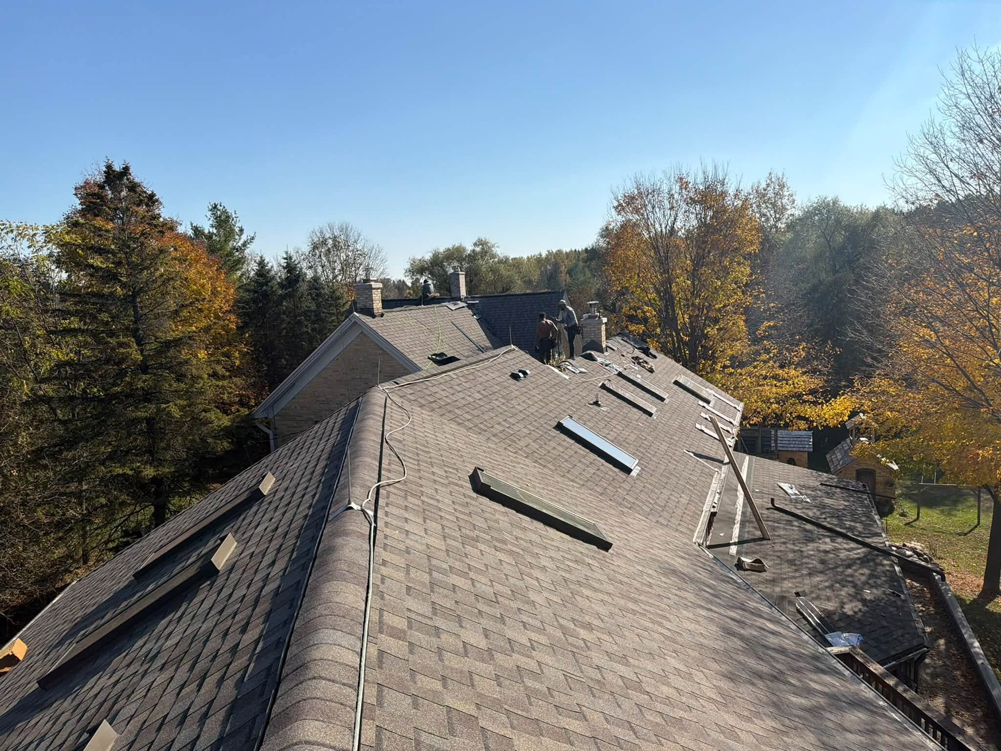 Installed architectural shingles on a roof