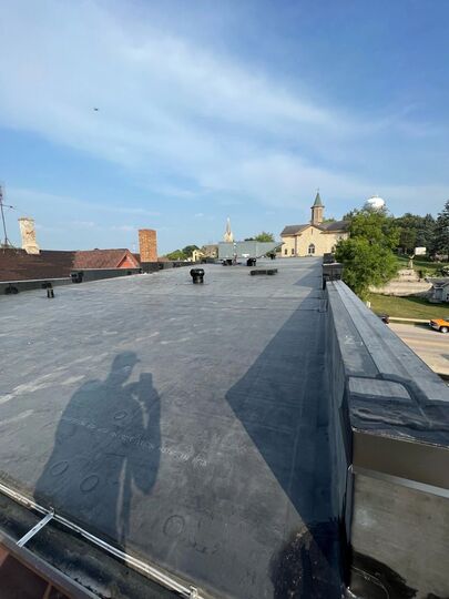 mod bit flat roof church view