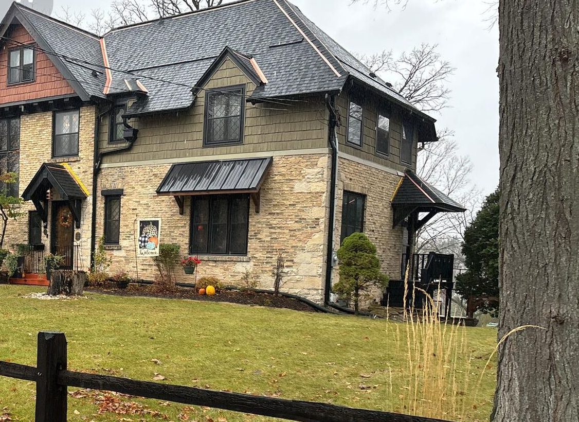 white ranch porch roofing project